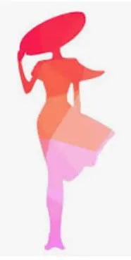 Colorful silhouette of a woman with a gradient dress on a white background